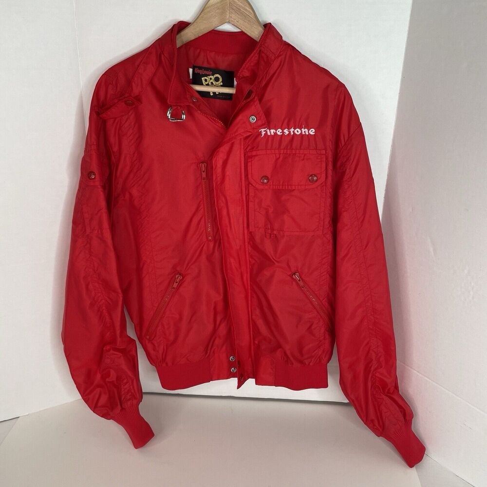 Vintage Firestone Full Zip Windbreaker Jacket, Large, Red, King Louie Pro Fit